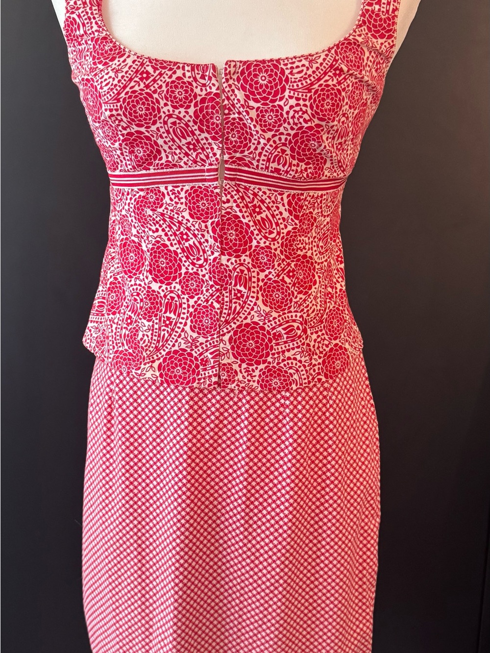 Nanette Lepore Pink and White Printed Two-Piece Skirt Set